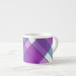 Xícara De Espresso Xadrez Roxo-Claro