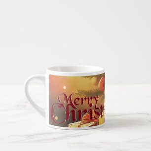 Xícara De Espresso Xmas Motif, com presentes na árvore de Natal