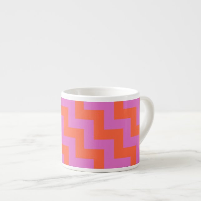Xícara De Espresso Zigzags esperesso Mug, Magenta e Orange Chevrons (Frente Esquerda)