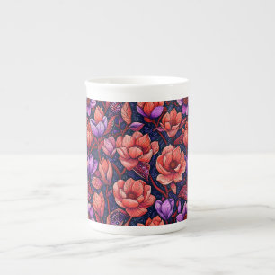Xícara de Expresso Flores Rosa