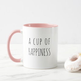 Xícara de felicidade, caneca de tipografia fofa