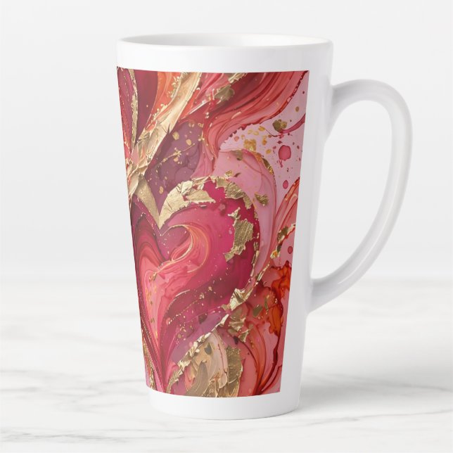 Xícara de Latte com Mármore Vermelho e Dourado (Direita)