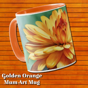 Xícara de Mãe de Flor Laranja Dourada