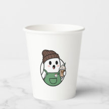 Xícara de Papel de Café Fantasma Fofo – Descartáve