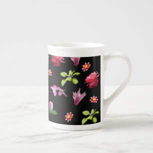 Xícara de porcelana com impressão fotográfica flor