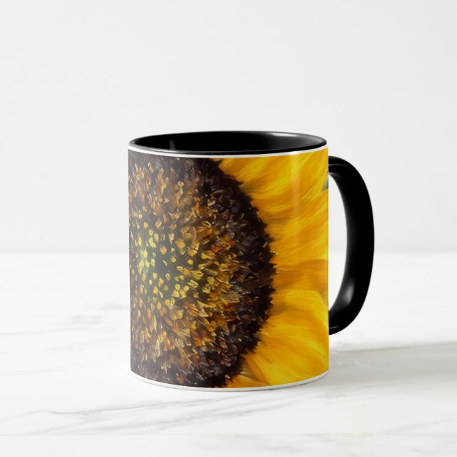 Xícara Floral de Flor Amarelo Sunflower (Frente Esquerda)