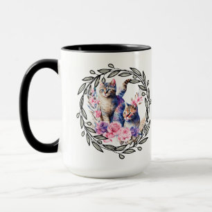 Xícara Floral Gato