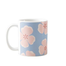 Xícara Floral Rosa Claro com Fundo Azul