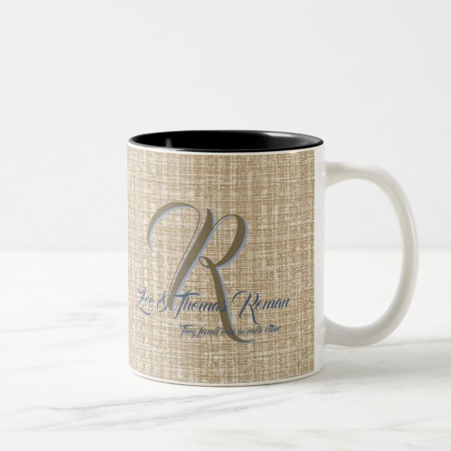 Xícaras de café de casamento bege personalizadas (Direita)