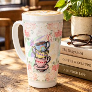 Xícaras de Café Empilhadas Caneca Alta de Latte