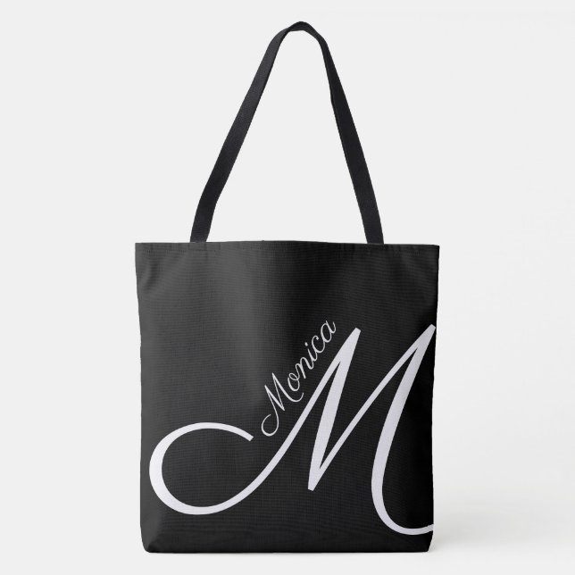 XL BAG - MONOGRAM + NAME - bolsa preto moderno (Frente)