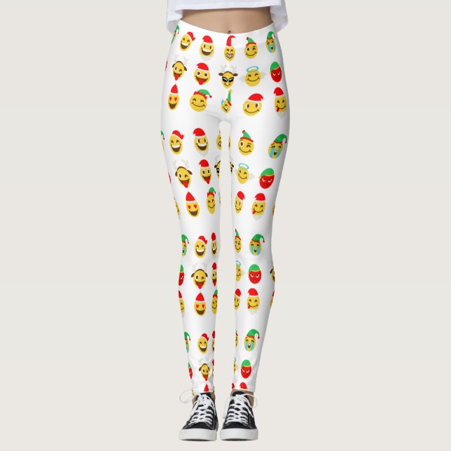 xmas emoji faces felizes leggings (Frente)