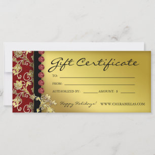 Xmas Gift Certificados Salon Spa Dourado Red Flora