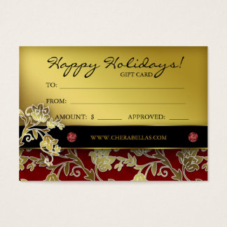 Xmas Salon Gift Card Spa Floral Red Dourado