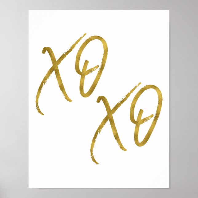 XO XO Hugs and Kisses Love Faux Gold Foil Poster (Frente)