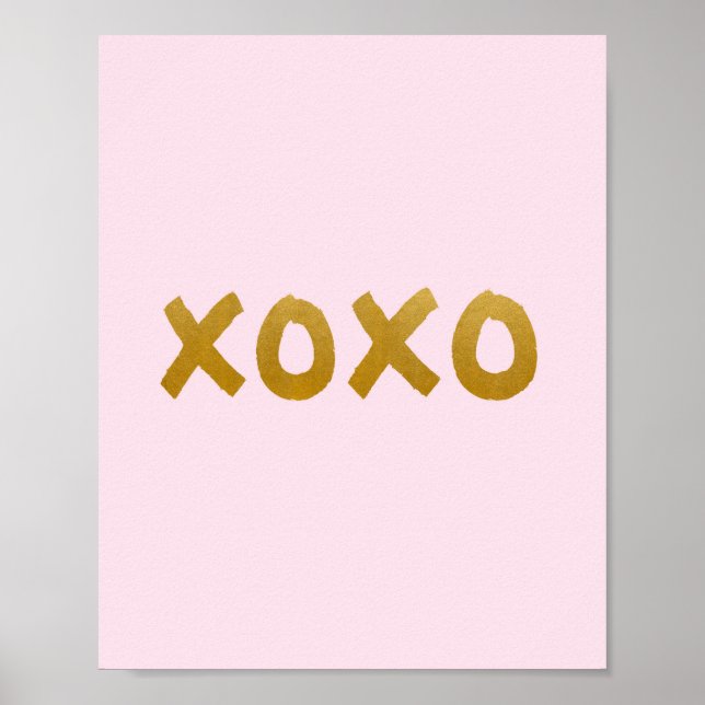 xoxo - impressão de Arte - Rosa - Dourado - Decora (Frente)