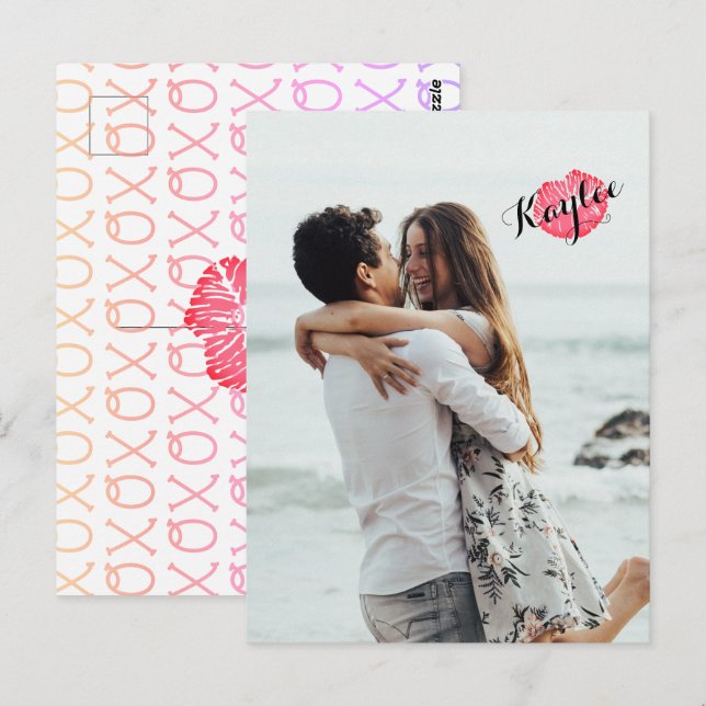XOXO Kiss Adicione sua foto personalizada Cartão p (Frente/Verso)