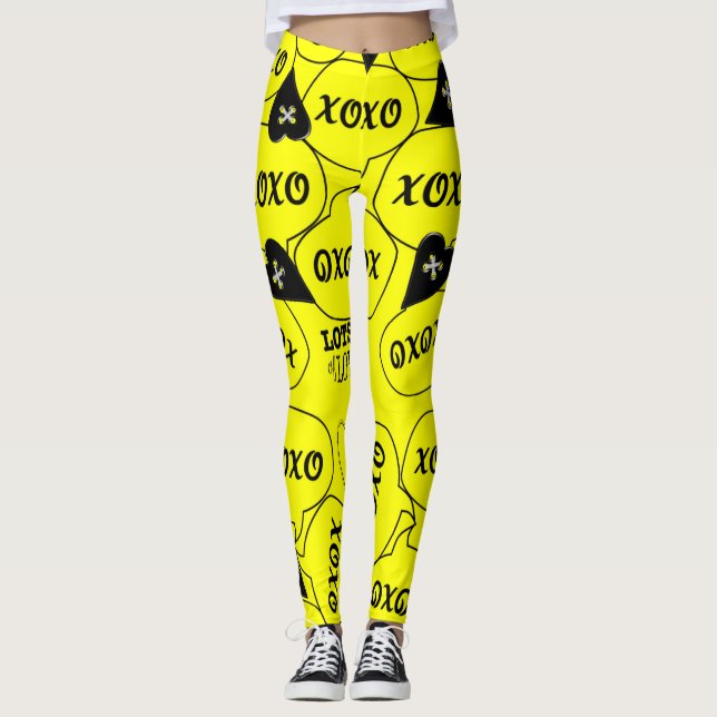 Xoxo Leggings Amarelo Preto  (Frente)
