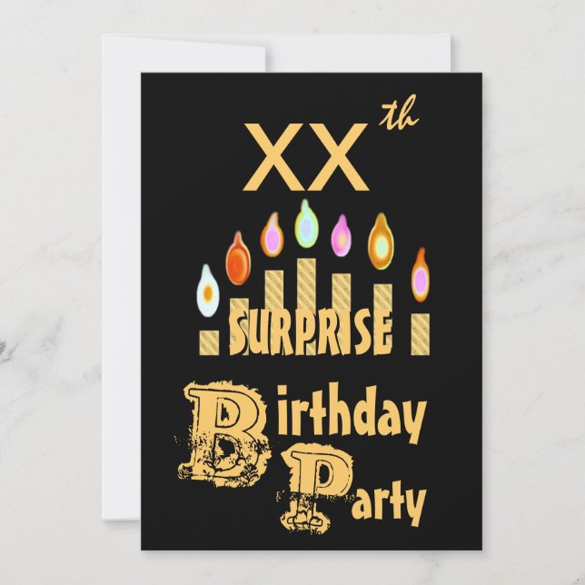 XX Convite de aniversário SURPRESA - DOURADO (Frente)
