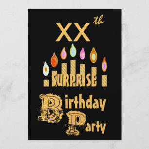 XX Convite de aniversário SURPRESA - DOURADO