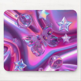Y2K Holographic Gradient Mouse Pad | Chrome Stars