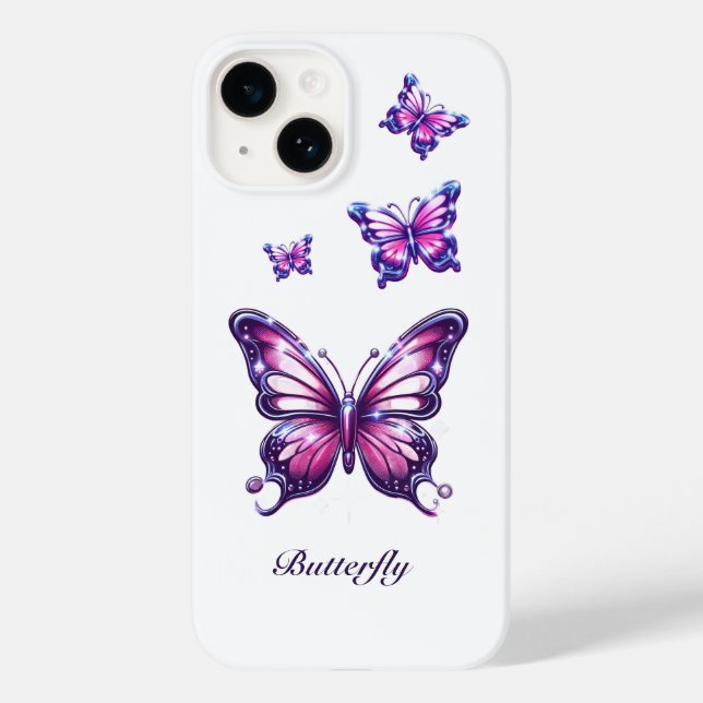 Y2K Pink Chrome Butterfly Phone Case  (Verso)