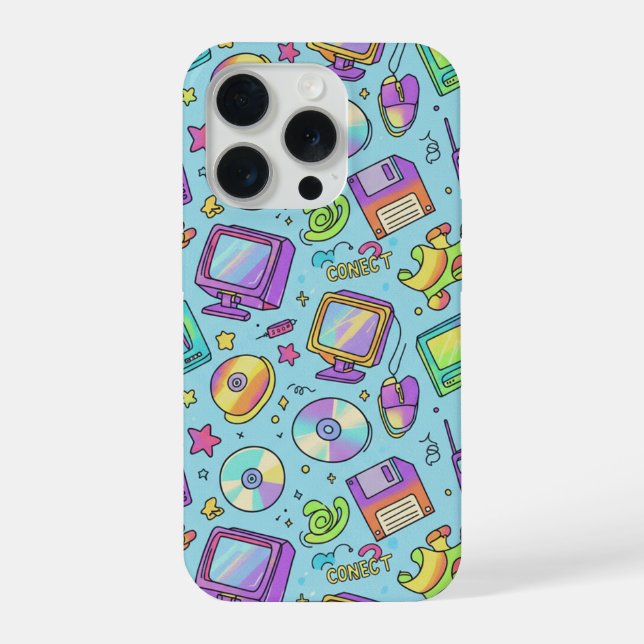 Y2K Retro Tech Aesthetic Pattern Phone Case (Verso)
