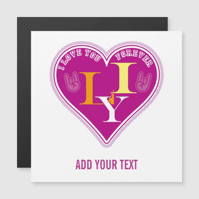 Y2K Vibrant Pink ILY Sign Language Heart Custom (Frente/Verso)