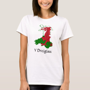 Y Dreigiau Flag Map of Wales T-Shirt