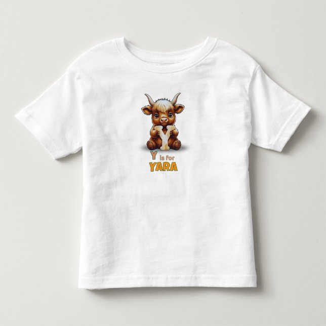 Y é para iaque - Camiseta de criança com nome pers (Frente)