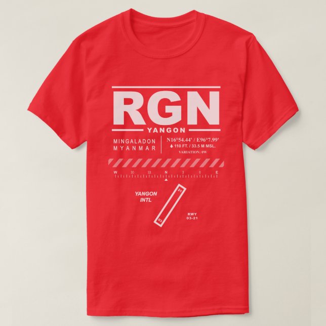 Yangon International Airport RGN T-Shirt (Frente do Design)