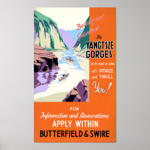 Yangtsze Yangtze Gorges o poster vintage de China