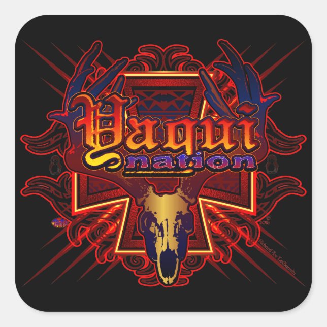 Yaqui Nation Deer Skull design autocolante (Frente)