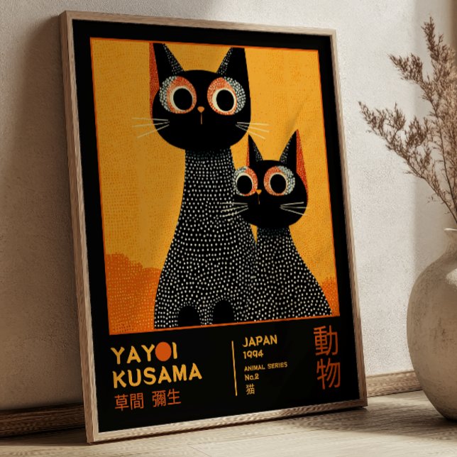 Yayoi Kusama Black Cats Retro Exhibition Poster (Criador carregado)