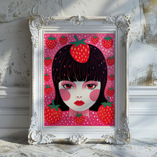 Yayoi Kusama Strawberry Girl Wall Impressão