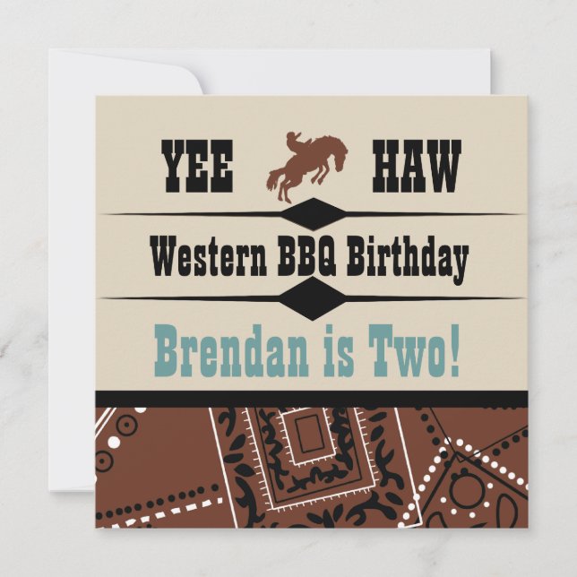 Yé Haw Cowgirl Cowboy Western Birthday Convite (Frente)