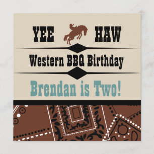 Yé Haw Cowgirl Cowboy Western Birthday Convite