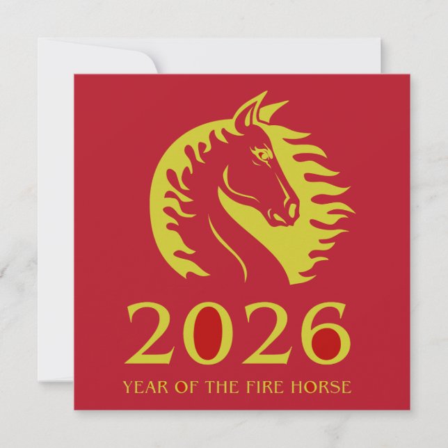 Year of the Horse Flat Greeting Card (Frente)