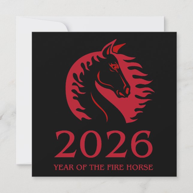 Year of the Horse Flat Greeting Card (Frente)