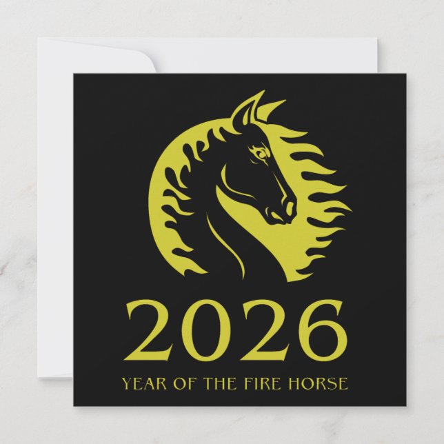 Year of the Horse Flat Greeting Card (Frente)