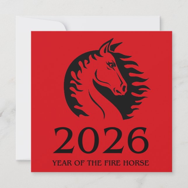 Year of the Horse Flat Greeting Card (Frente)