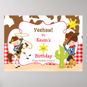 Yeehaw Cowboy Ocidental Aniversário Poster