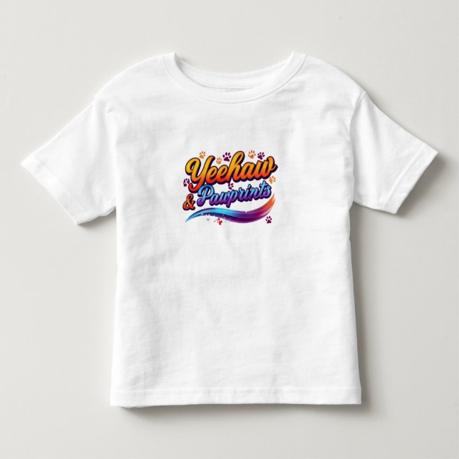 “Yeehaw Pegadas – Camiseta Infantil Western Cowboy (Frente)