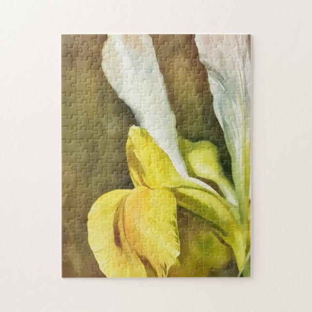 Yellow and White Dutch Iris Art Quebra-cabeça (Vertical)