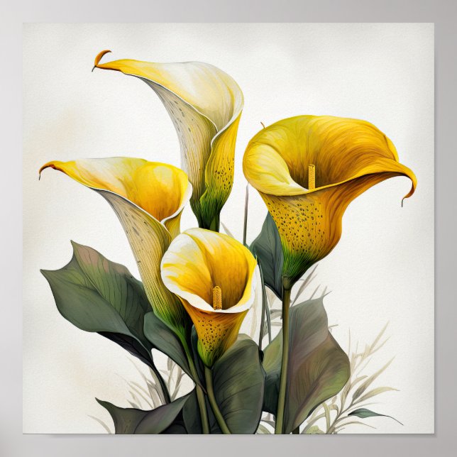 Yellow Calla Lily Lily Flower Art Poster (Frente)