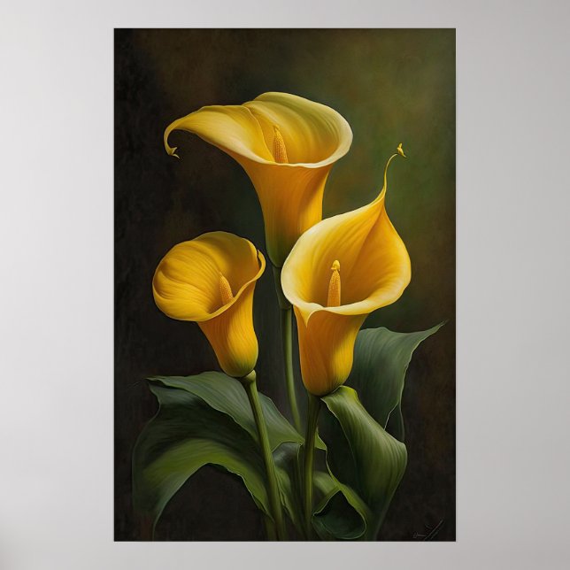 Yellow Calla Lily Lily Flower Art Poster (Frente)