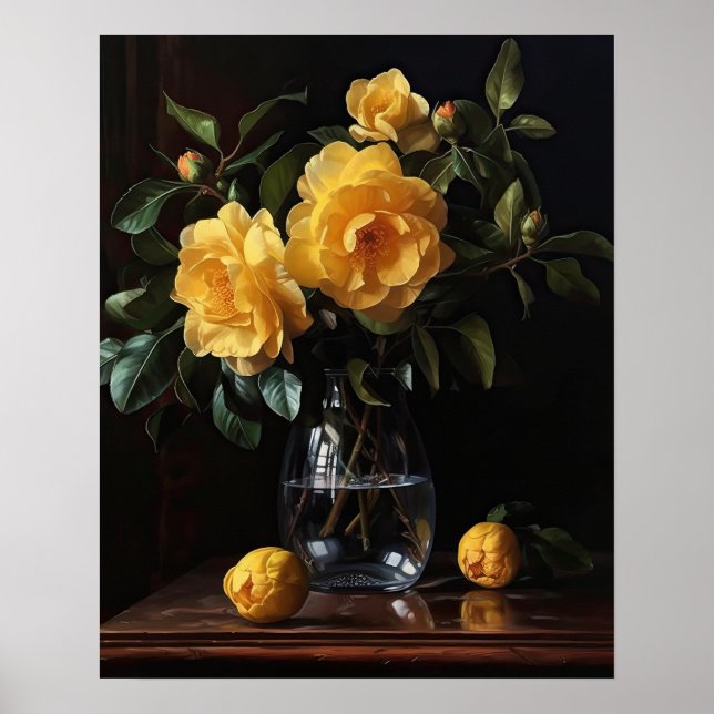 Yellow Camellia Flowers Art Impressão (Frente)