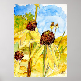 yellow coneflower flowers poster print