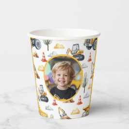 Yellow Construction Trucks Boy Birthday Photo