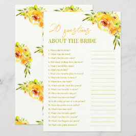 Yellow Floral 20 Questions About the Bride Game